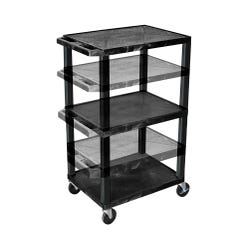 Image for Luxor Adjustable 3-Shelf Tuffy Cart, Black Shelves, Black Legs, 24 x 18 x 16-42 Inches from School Specialty
