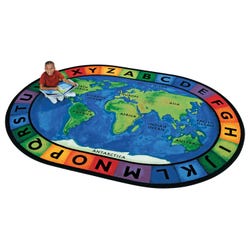 Image for Carpets for Kids Circletime Around The World Rug, 6 Feet 9 Inches x 9 Feet 5 Inches, Oval, Blue from School Specialty