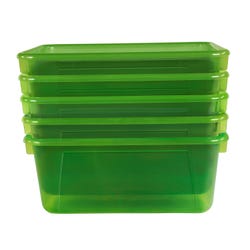 Image for School Smart Storage Tray, 7-7/8 x 12-1/4 x 5-3/8 Inches, Translucent Green, Pack of 5 from School Specialty