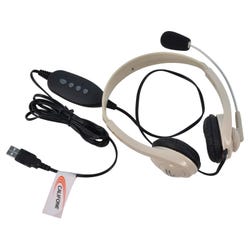 Image for Califone 3064-USB Lightweight On-Ear Stereo Headset with Gooseneck Microphone, Inline Volume Control, USB Plug, Beige, Each from School Specialty