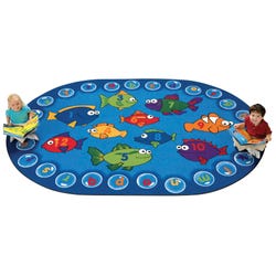 Image for Carpets for Kids Fishing for Literacy Rug, 3 Feet 10 Inches x 5 Feet 5 Inches, Oval, Blue from School Specialty