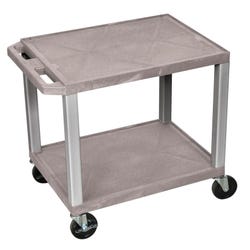 Luxor 2-Shelf Tuffy Cart Without Power, Gray Shelves, Nickel Legs, 24 x 18 x 24-1/2 Inches 2127185