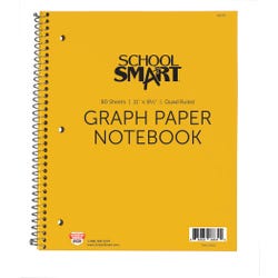 School Smart Quad Ruled Notebook, 8-1/2 x 11 Inches, 80 Sheets 086765