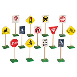 Image for Guidecraft Block Play Traffic Sign Set, 13 Pieces from School Specialty