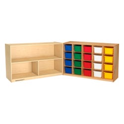 Childcraft Mobile Hide-Away Cabinet, 20 Assorted Color Trays, 47-3/4 x 26 x 30 Inches, Item Number 1537078