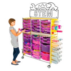 Image for TeacherGeek Ultimate STEAM Maker Activity Cart, Grape with STEM Sign from School Specialty