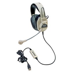Image for Califone 3066-USB Deluxe Over-Ear Stereo Headset with Gooseneck Microphone, USB Plug, Beige from School Specialty
