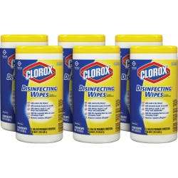Image for CloroxPro Bleach Free Disinfecting Wipes, Lemon Scent, Pack of 6 with 75 Sheets Each from School Specialty