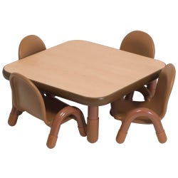 Image for Angeles BaseLine Square Lightweight Toddler Table and Chair Set, 30 x 30 x 12 Inches, Natural, 4 Chairs from School Specialty