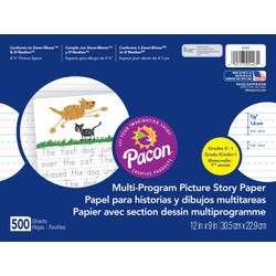 Pacon Multi-Program Picture Story Paper, 5/8 Inch Rule, 12 x 9 Inches, 500 Sheets 389464