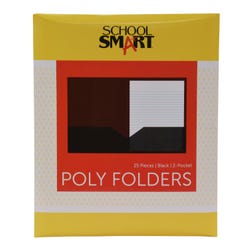 School Smart 2-Pocket Poly Folders, Black, Pack of 25 2019631