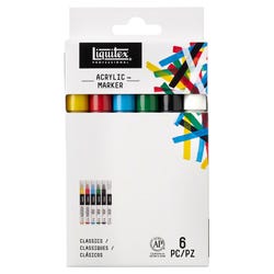 Image for Liquitex Professional Fine Tip Paint Markers, Assorted Primary Colors, Set of 6 from School Specialty