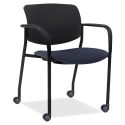 Image for Lorell Stack Chair with Casters, Fabric Seat, Plastic Back, Dark Blue Seat, Case of 2 from School Specialty