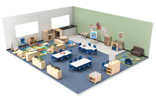 3D Rendering of a kidspaces model classroom