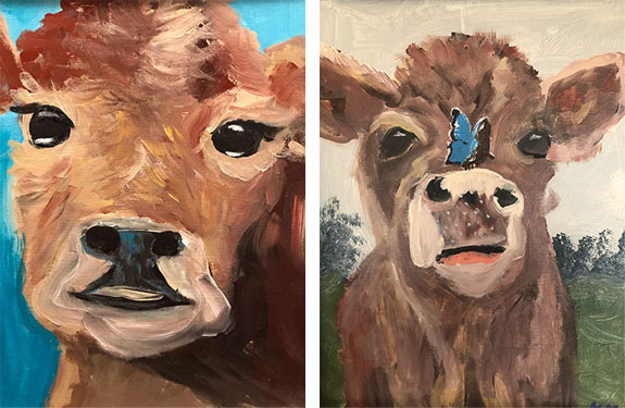 paintings of two cows